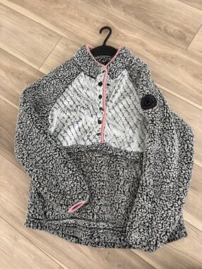 Simply Southern Gray and Pink Plush Sherpa Jacket